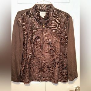 BonWorth Women’s‎ Beautiful, vintage animal, print brown jacket, XL petite